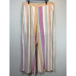 New York & Co. Linen Blend Wide Leg Lined Stripe Pants Women's Size XXLarge